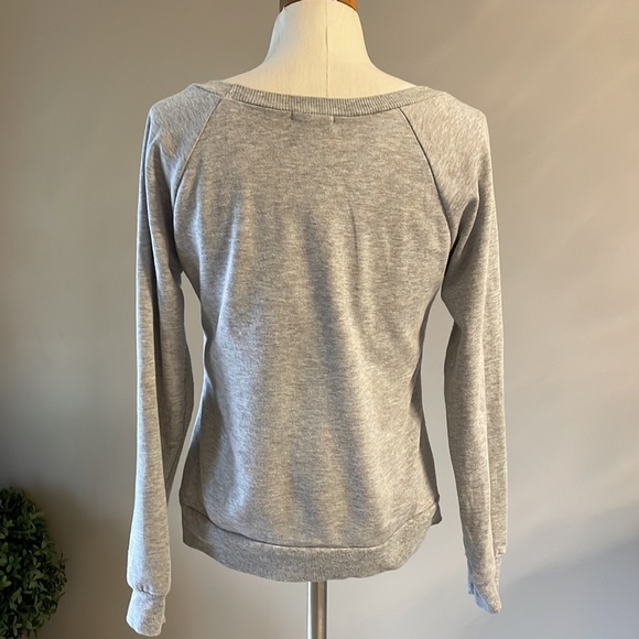 BONGO Silver front SEQUINS lightweight sweatshirt / Terry inside pullover XS - Picture 2 of 10